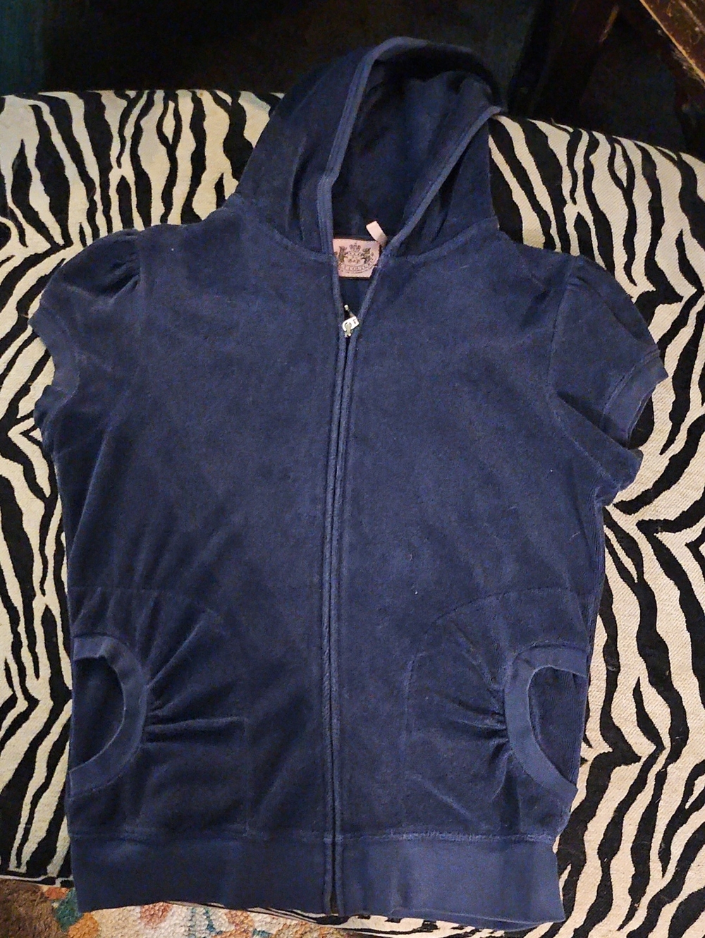 Juicy Couture Vintage Hooded Terry Navy Blue Jacket